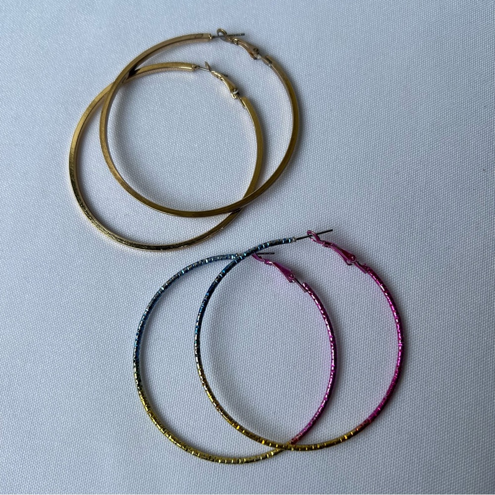 Earring Bundle, Gold & Multi Hoops - image 2